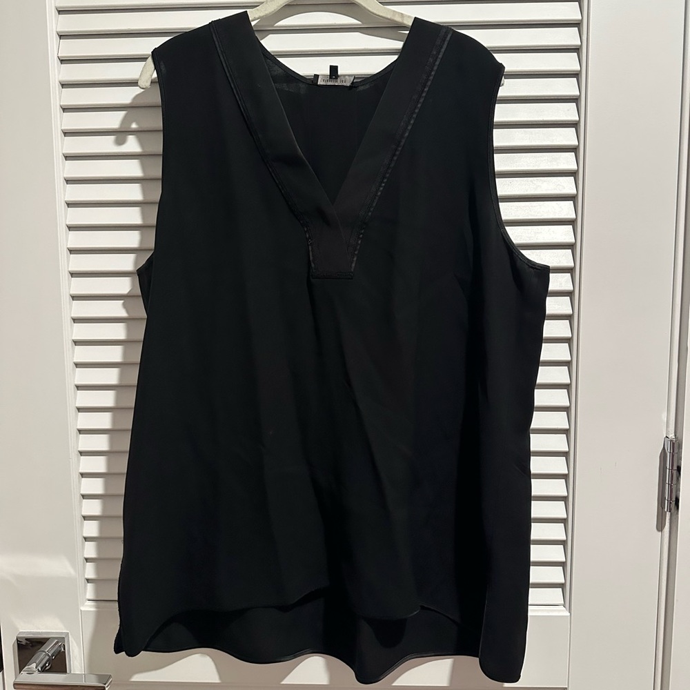 Lafayette 148 New York Black V-Neck Blouse